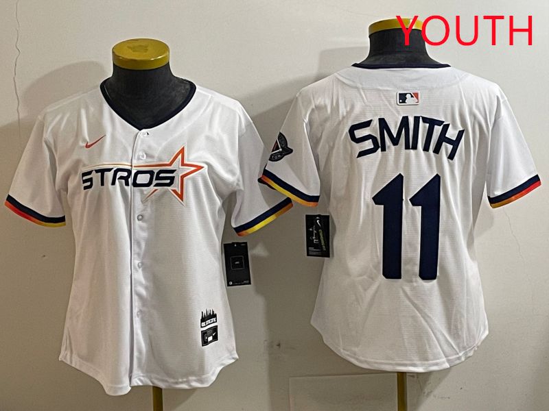 Youth Houston Astros 11 Smith White three generations Joint Name Nike 2025 MLB Jersey style 1